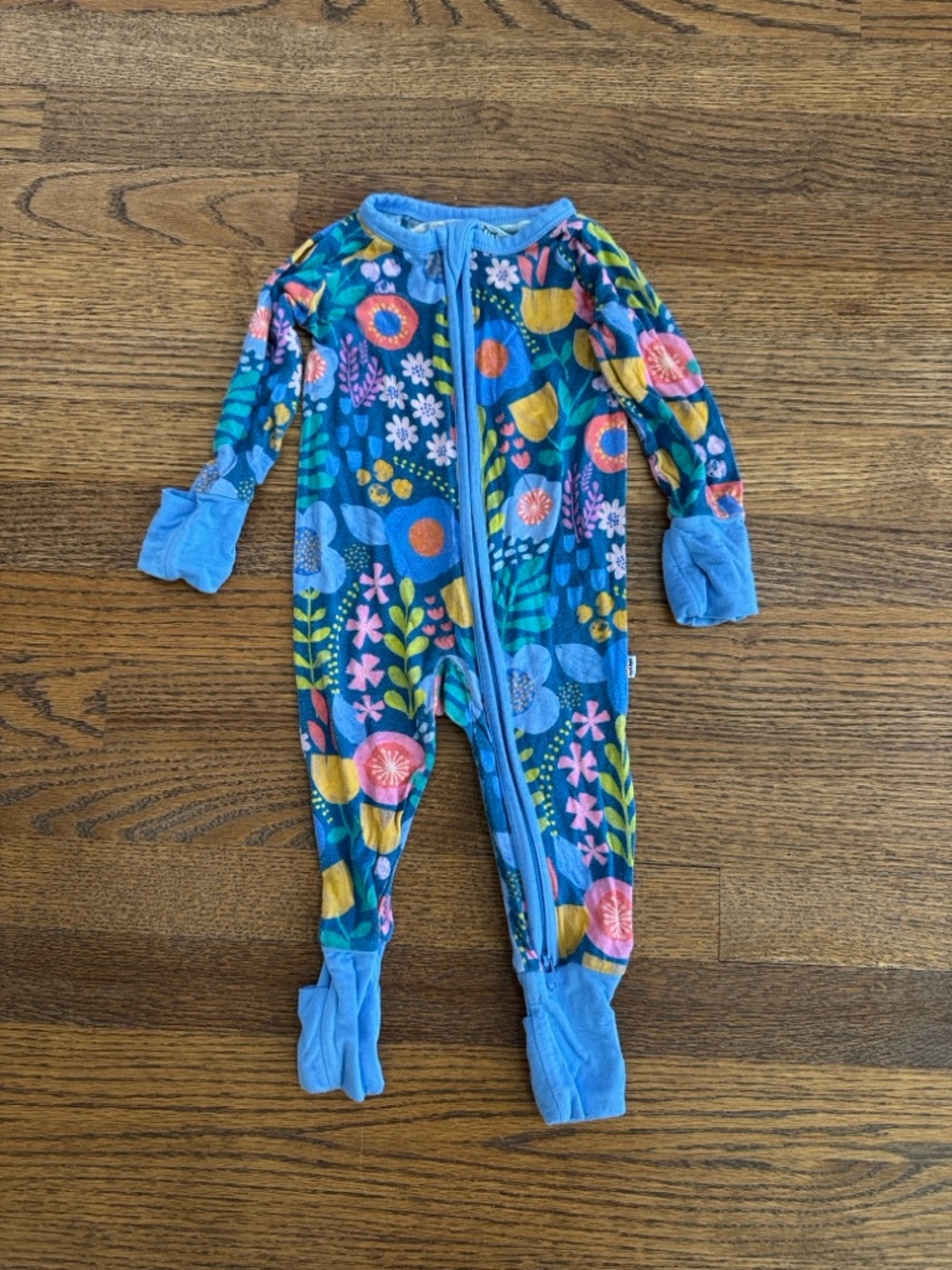 Little Sleepies Folk Floral Blue Zippy